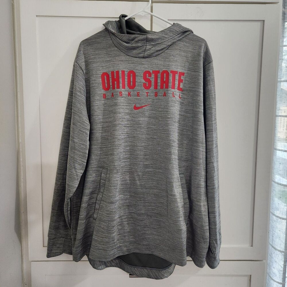 Ohio State Buckeyes Basketball Nike Dri Fit Hoodie Mens 2XL Gray Pullover